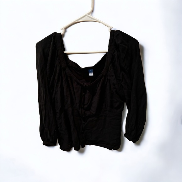 Old Navy Button Front Babydoll 3/4 Sleeve Blouse - Large Black - Picture 5 of 6